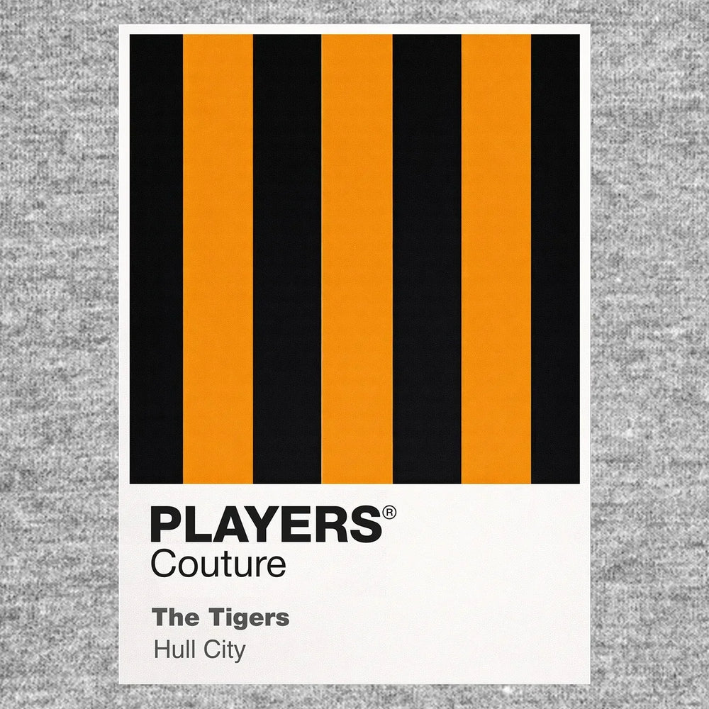 Hull City Classic Football Shirt Colours Frame Men's T-Shirt – grey close-up detail shot of the Hull City Players Couture