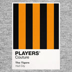 Hull City Classic Football Shirt Colours Frame Men's T-Shirt – grey close-up detail shot of the Hull City Players Couture