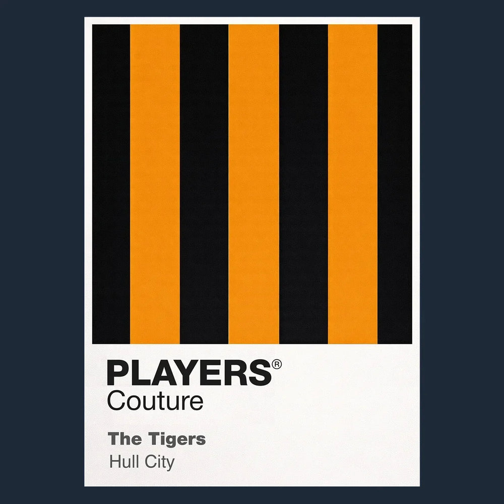 Hull City Classic Football Shirt Colours Frame Men's T-Shirt – navy close-up detail shot of the Hull City Players Couture