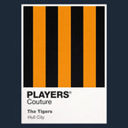 Hull City Classic Football Shirt Colours Frame Men's T-Shirt – navy close-up detail shot of the Hull City Players Couture