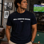 Hull Kingston Rovers Men's T-Shirt — lifestyle photo, Navy t-shirt
