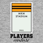 Hull City Monopoly Card hoodie – grey men's hoodie with black Hull City Monopoly Card letters and Players Couture logo on