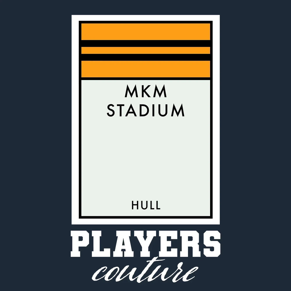 Hull City Monopoly Card hoodie – navy men's hoodie with white Hull City Monopoly Card letters and Players Couture logo on
