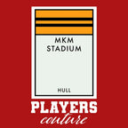 Hull City Monopoly Card hoodie – red men's hoodie with white Hull City Monopoly Card letters and Players Couture logo on the
