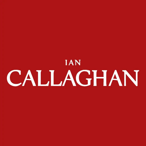 Ian Callaghan Logo Men's Hoodie – red close-up detail shot of the Ian Callaghan Players Couture logo design