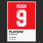 Ian Rush 9 Football Shirt Frame Men's Hoodie – black close-up detail shot of the Ian Rush 9 Football Players Couture logo
