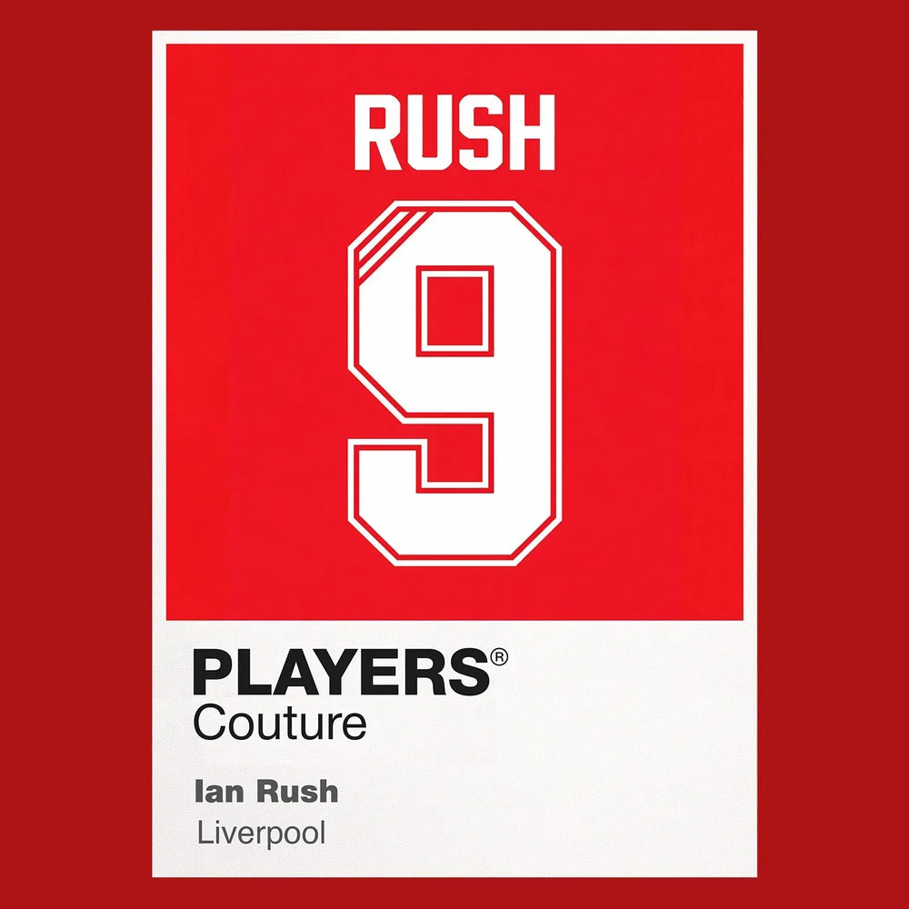 Ian Rush 9 Football Shirt Frame Men's Hoodie – red close-up detail shot of the Ian Rush 9 Football Players Couture logo