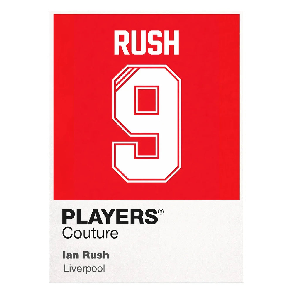 Ian Rush 9 Football Shirt Frame Men's Hoodie – white close-up detail shot of the Ian Rush 9 Football Players Couture logo