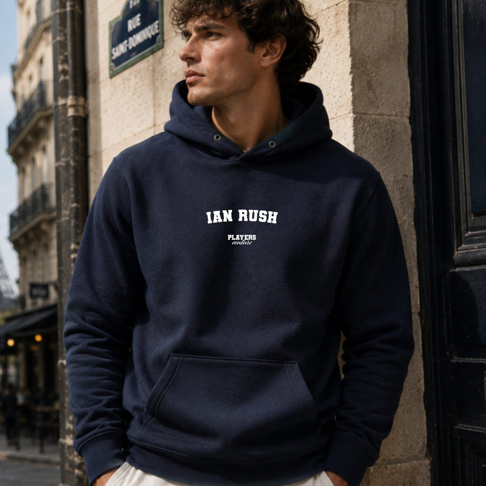 ian-rush name-print hoodie - navy