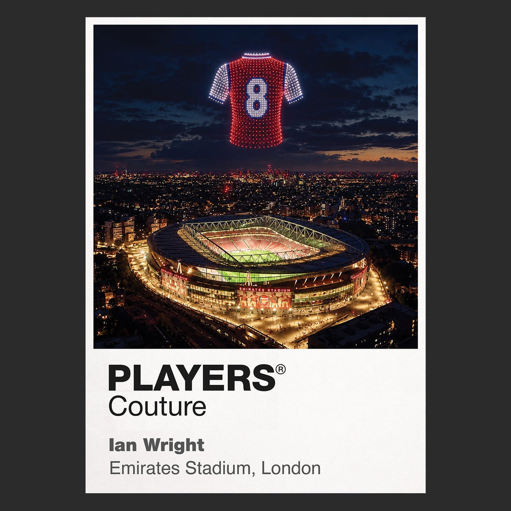 Ian Wright Arsenal Icons in Lights Frame artwork in black