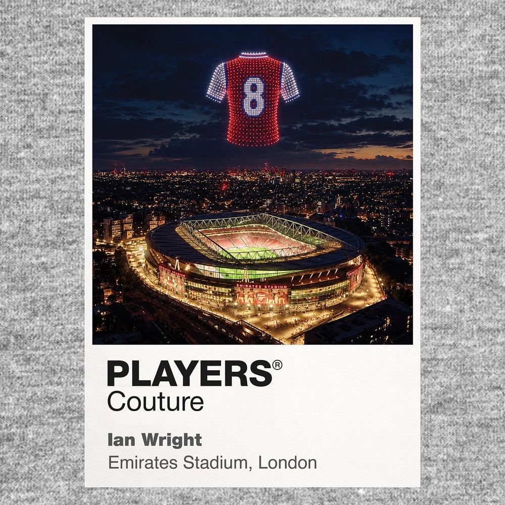 Ian Wright Arsenal Icons in Lights Frame artwork in grey