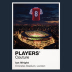 Ian Wright Arsenal number 8 Icons in Lights Frame artwork in navy