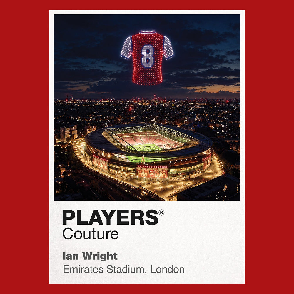Ian Wright Arsenal number 8 Icons in Lights Frame artwork in red