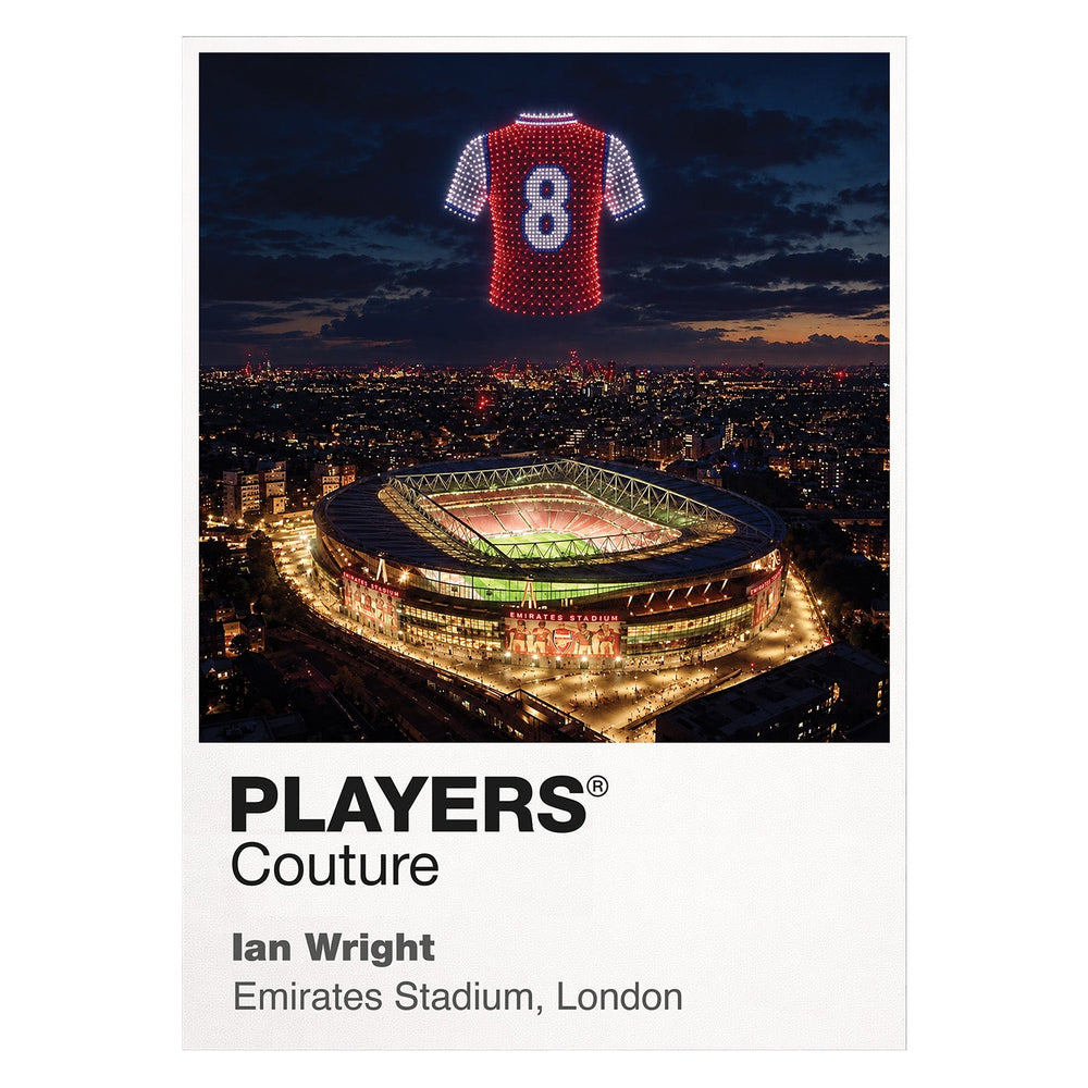 Ian Wright Arsenal number 8 Icons in Lights Frame artwork in white