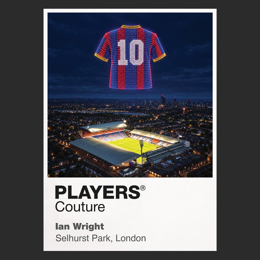 Ian Wright Crystal Palace number 9 Icons in Lights Frame artwork in black