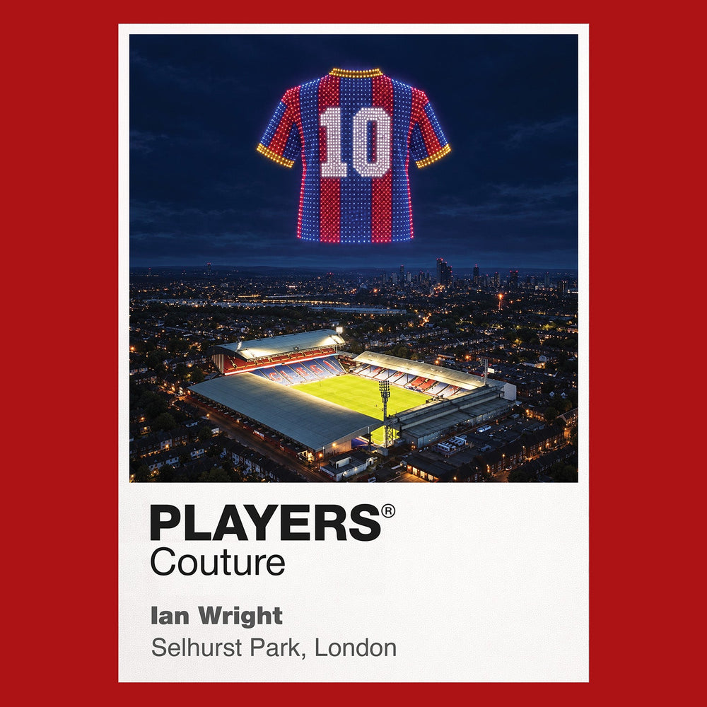 Ian Wright Crystal Palace number 9 Icons in Lights Frame artwork in red