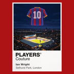 Ian Wright Crystal Palace number 9 Icons in Lights Frame artwork in red