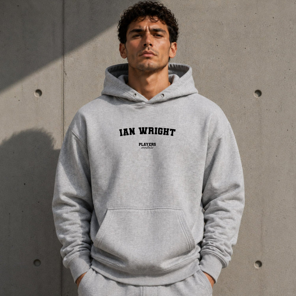 ian-wright name-print hoodie - grey