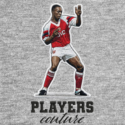 Ian Wright Badge Men's Hoodie – close-up detail shot of the Ian Wright Players Couture logo design