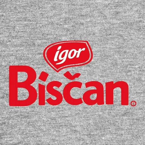Igor Biscan Logo Men's T-Shirt – grey close-up detail shot of the Igor Biscan Players Couture logo design