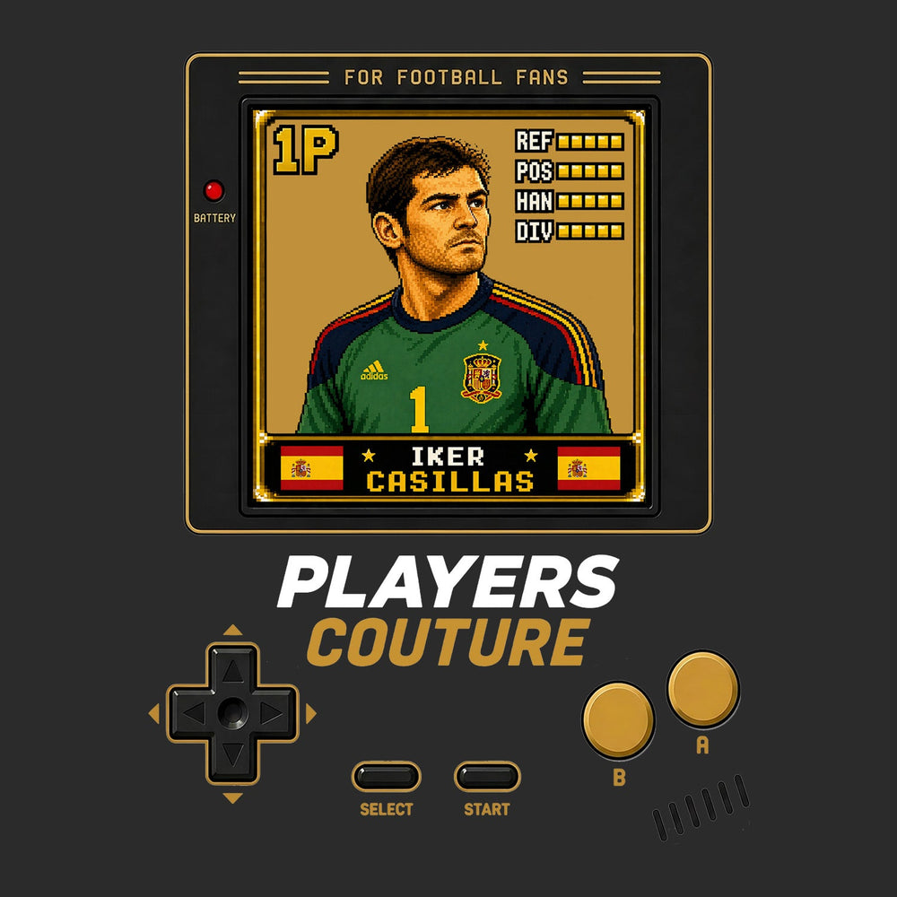 Iker Casillas 1P 8-Bit hoodie retro gaming design by Players Couture