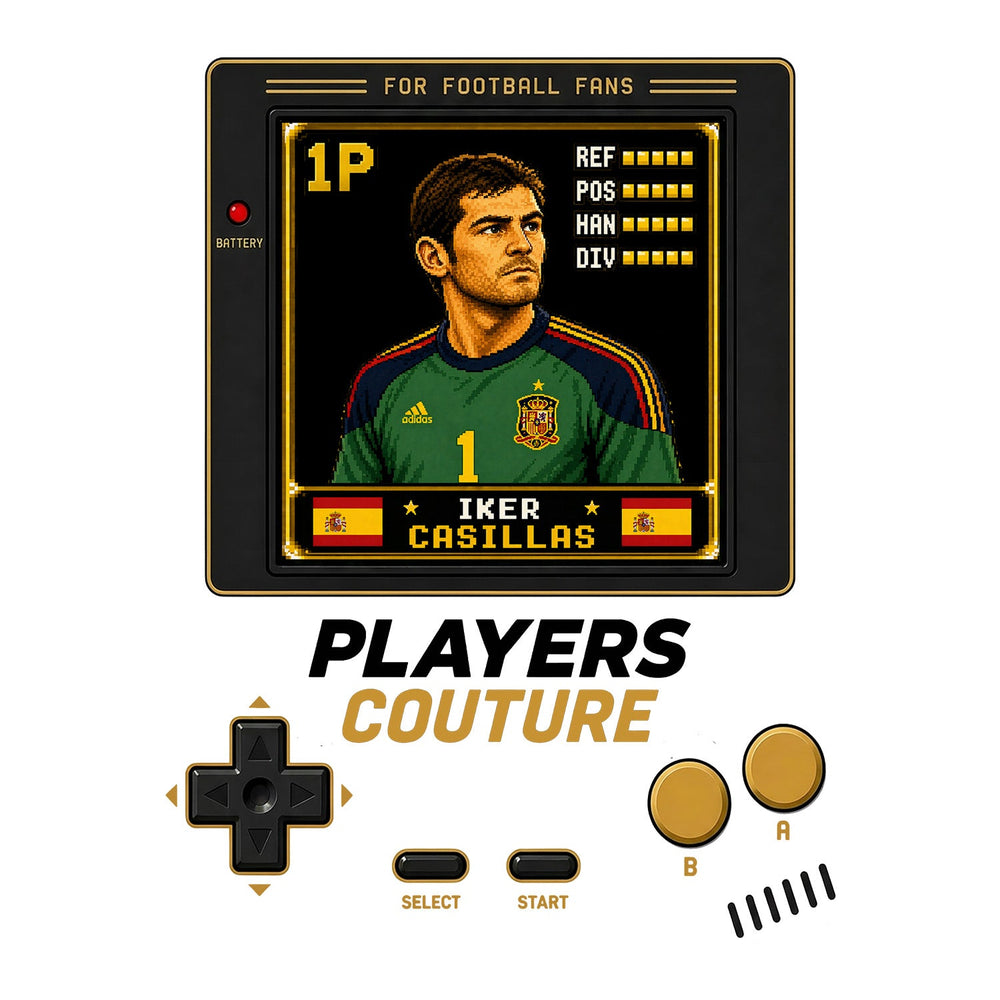 Iker Casillas 1P 8-Bit hoodie retro gaming design by Players Couture