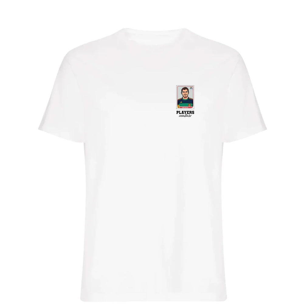Iker Casillas World Cup t-shirt – white men's t-shirt featuring the Iker Casillas World Cup Players Couture logo