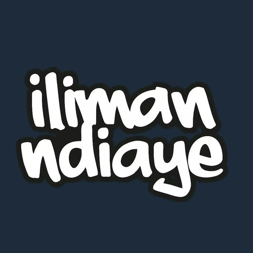 Iliman Ndiaye Logo Men's T-Shirt – navy close-up detail shot of the Iliman Ndiaye Players Couture logo design