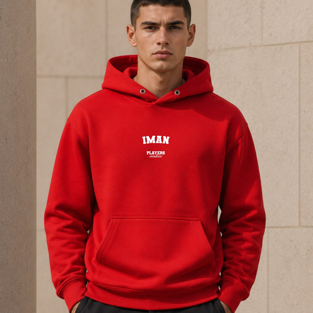 iman name-print hoodie - red