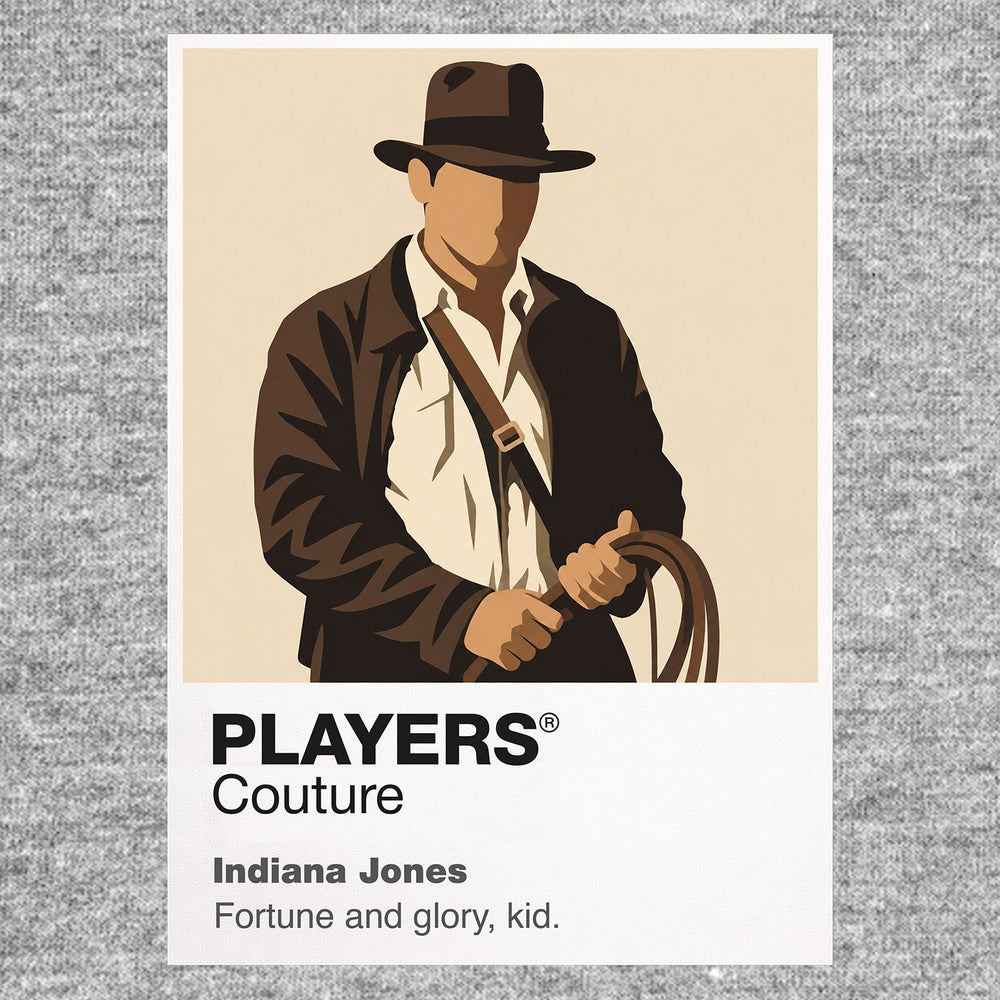 Indiana Jones Indiana Jones in fedora and leather jacket holding his whip before an ancient temple Icon Frame artwork in grey