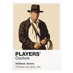 Indiana Jones Indiana Jones in fedora and leather jacket holding his whip before an ancient temple Icon Frame artwork on white