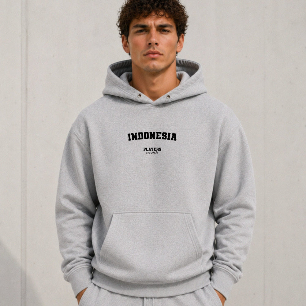 indonesia name-print hoodie - grey
