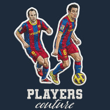 Iniesta & Xavi Badge Men's Hoodie – close-up detail shot of the Iniesta & Xavi Players Couture logo design
