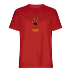 Iniesta & Xavi Icon t-shirt – red men's t-shirt with white Iniesta & Xavi Icon letters and Players Couture logo on the chest