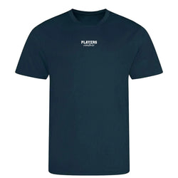 Essentials Collection t-shirt – blue men's t-shirt with white Essentials Collection letters and Players Couture logo on the