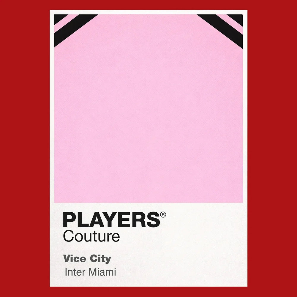Inter Miami Classic Football Shirt Colours Frame Men's T-Shirt – red close-up detail shot of the Inter Miami Players Couture