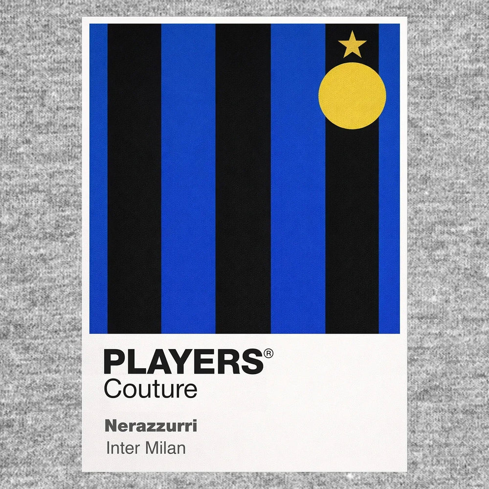 Inter Milan Classic Football Shirt Colours Frame Men's T-Shirt – grey close-up detail shot of the Inter Milan Players