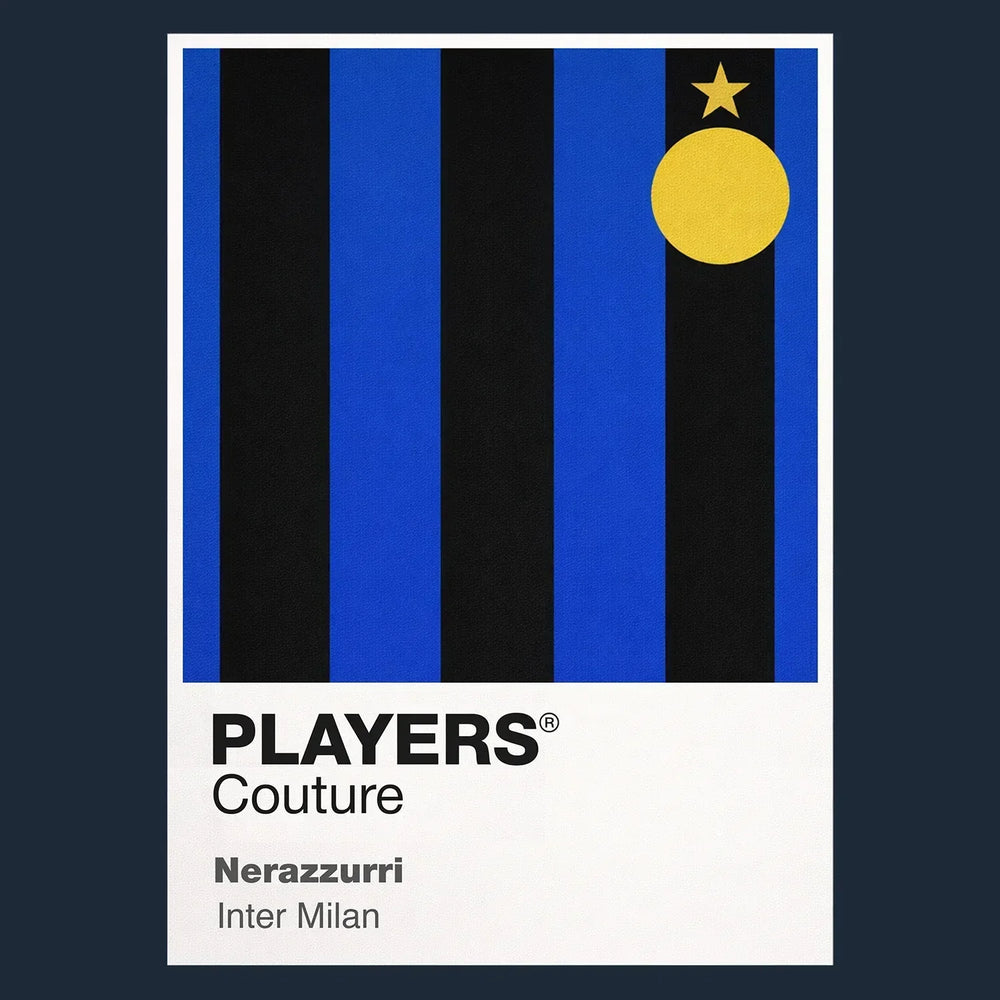 Inter Milan Classic Football Shirt Colours Frame Men's T-Shirt – navy close-up detail shot of the Inter Milan Players