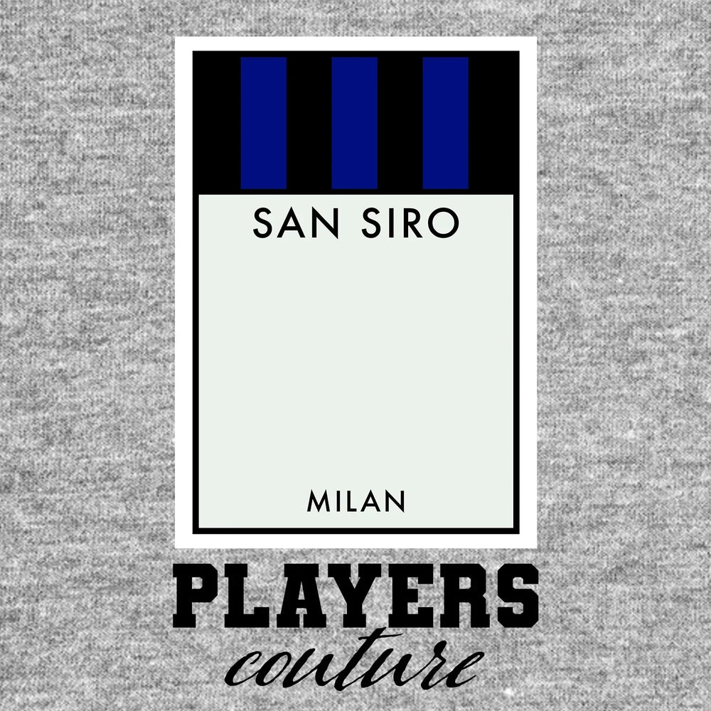 Inter Milan Monopoly Card hoodie – grey men's hoodie with black Inter Milan Monopoly Card letters and Players Couture logo