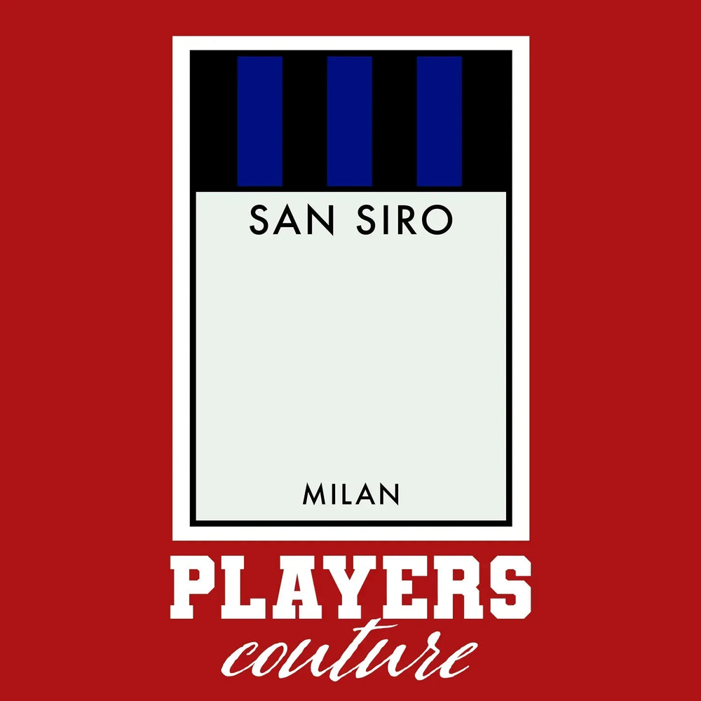 Inter Milan Monopoly Card hoodie – red men's hoodie with white Inter Milan Monopoly Card letters and Players Couture logo on