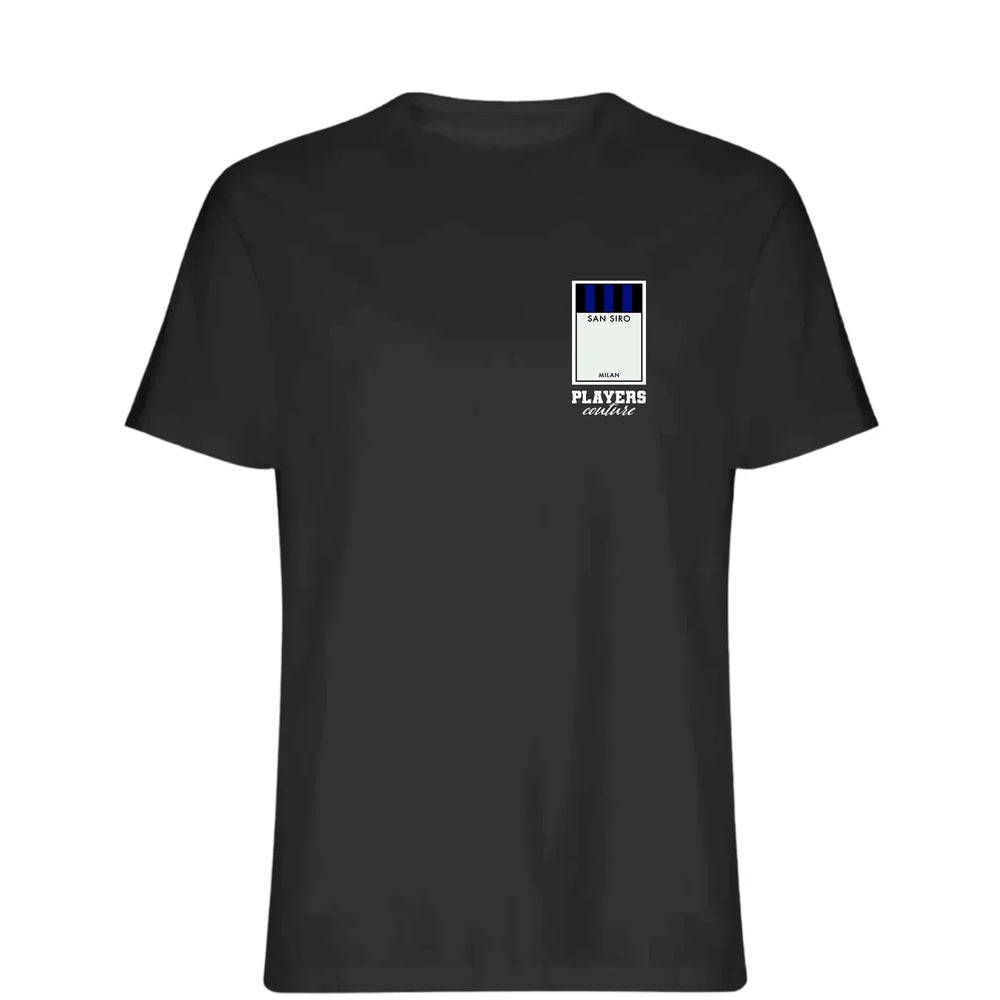 Inter Milan Monopoly Card t-shirt – grey men's t-shirt with black Inter Milan Monopoly Card letters and Players Couture logo