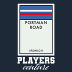 Ipswich Town Monopoly Card hoodie – navy men's hoodie with white Ipswich Town Monopoly Card letters and Players Couture logo