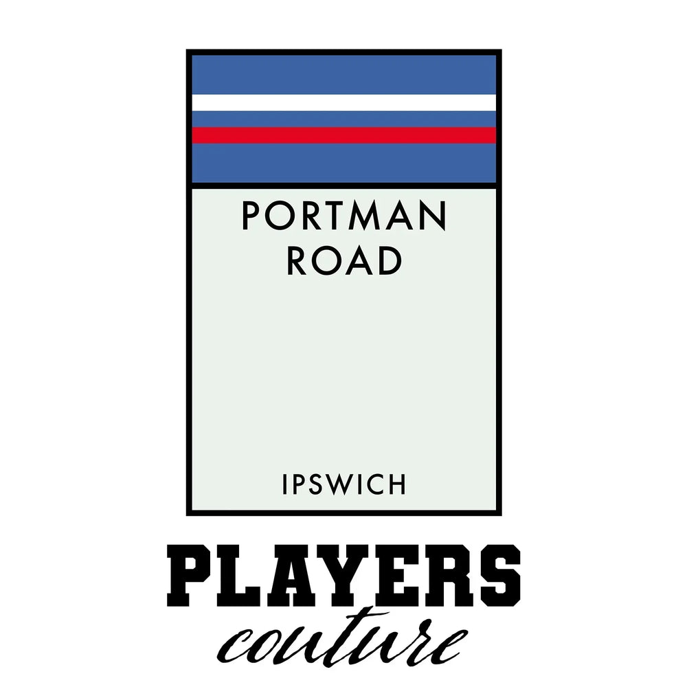 Ipswich Town Monopoly Card hoodie – white men's hoodie with black Ipswich Town Monopoly Card letters and Players Couture