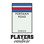 Ipswich Town Monopoly Card hoodie – white men's hoodie with black Ipswich Town Monopoly Card letters and Players Couture