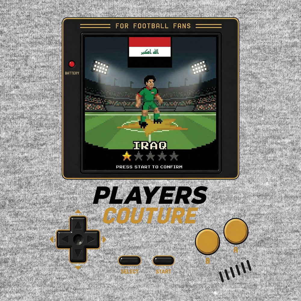 Iraq World Cup 8-Bit Men's Hoodie retro gaming football design by Players Couture