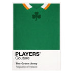 Ireland Classic Football Shirt Colours Frame Men's T-Shirt – white close-up detail shot of the Ireland Players Couture logo