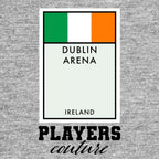Ireland Monopoly Card hoodie – grey men's hoodie with black Ireland Monopoly Card letters and Players Couture logo on the