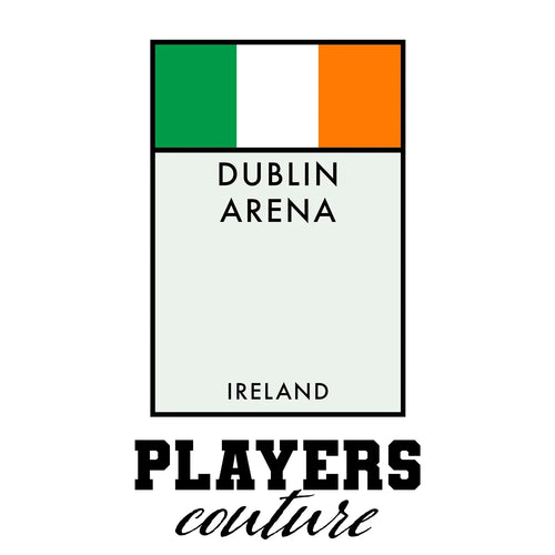 Ireland Monopoly Card hoodie – white men's hoodie with black Ireland Monopoly Card letters and Players Couture logo on the