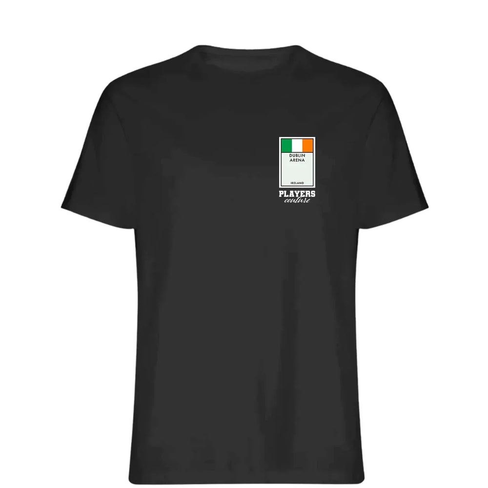 Ireland Monopoly Card t-shirt – grey men's t-shirt with black Ireland Monopoly Card letters and Players Couture logo on the