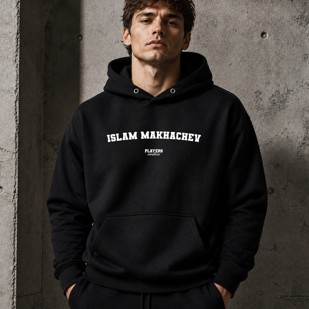 islam-makhachev name-print hoodie - black